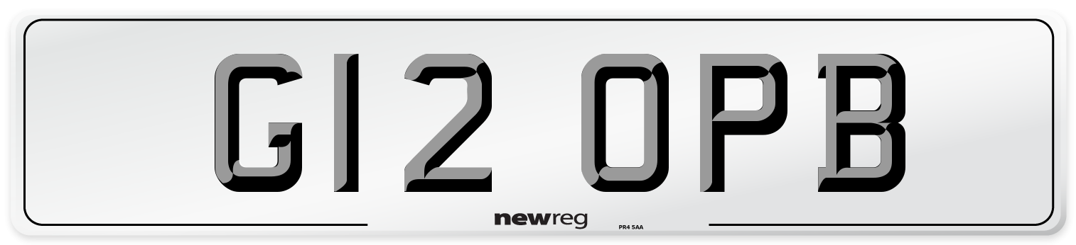 G12 OPB Number Plate from New Reg